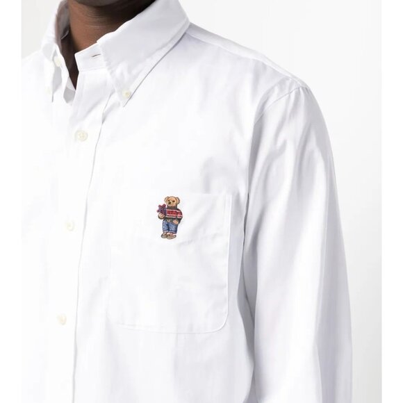 Polo Ralph Lauren Polo Bear-motif cotton oxford  shirt Slim Fit Men's Size L - Picture 1 of 10